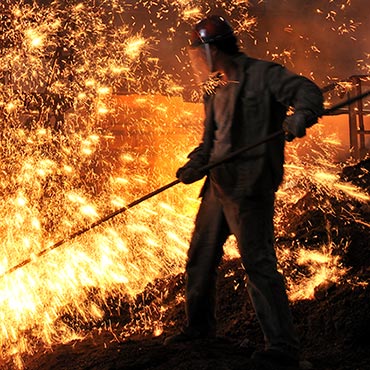 Man in steelmaking plant